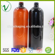 Wholesale eco-friendly refillable boston round 1000ml plastic chemical bottle with screw cap